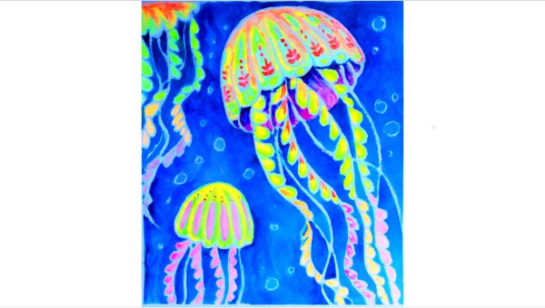 Подводный мир восковые мелки акварель