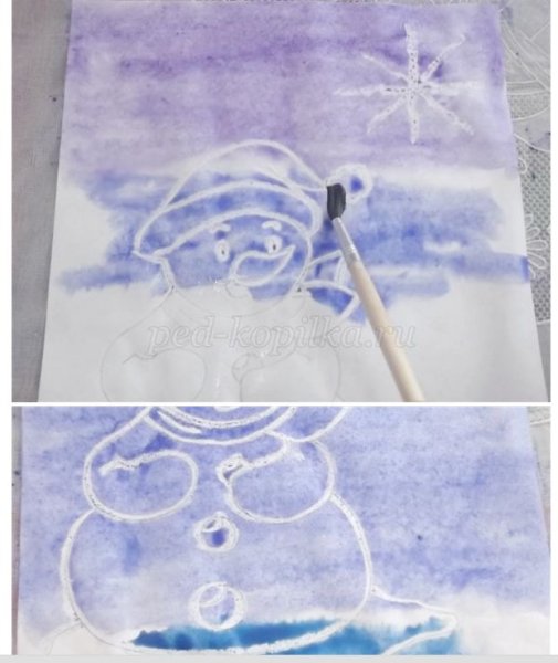 Рисование свечой и красками