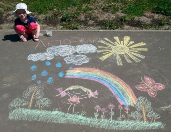 Рисование мелками на асфальте