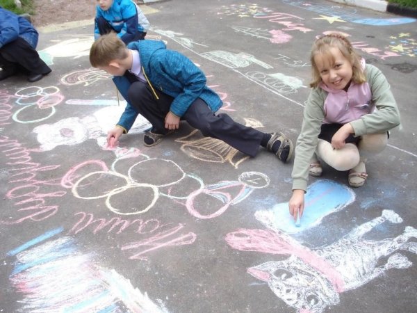 Идеи для рисования на асфальте для детей мелками