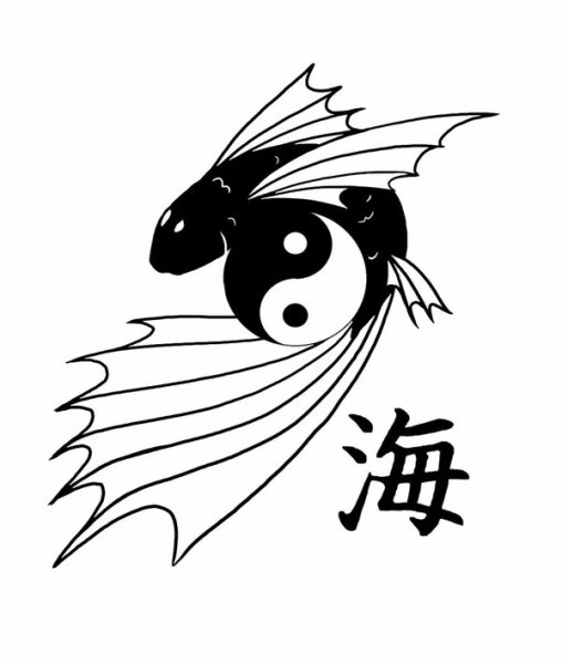 Тату знак зодиака рыбы Инь Янь