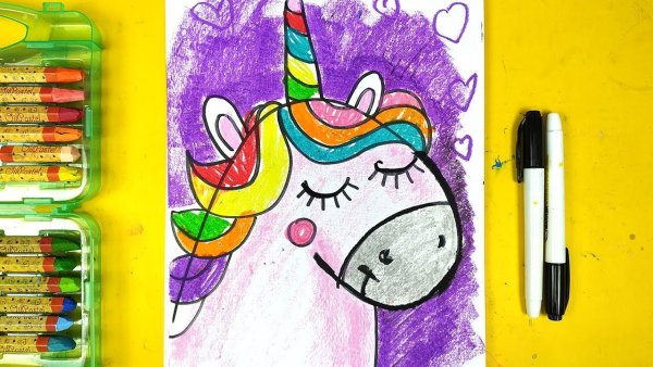 Рыба кит папа масляной пастелью