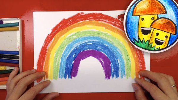 Рыба кит папа рисует мелками