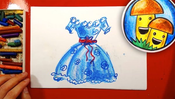 Рыба кит папа рисует мелками