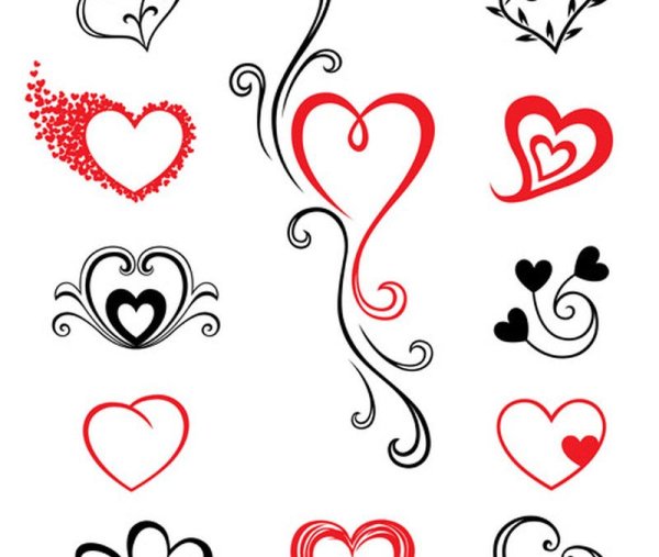 Сердечки черно белые маленькие