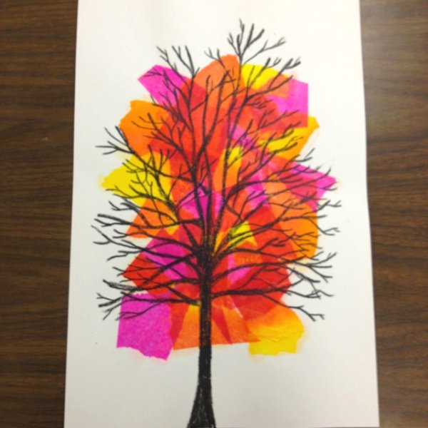 Осеннее дерево фломастерами