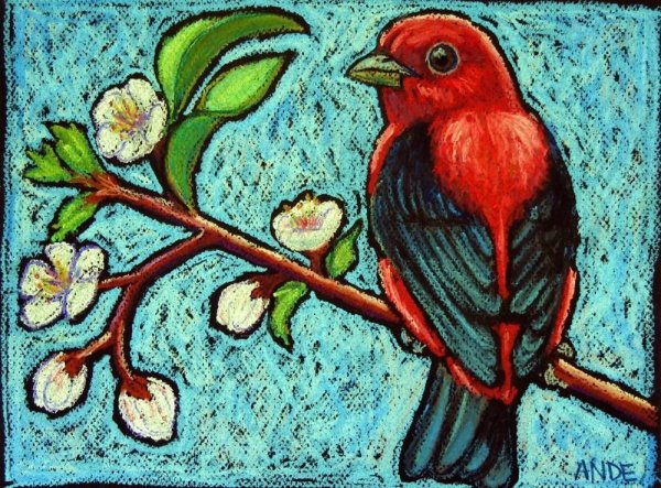 Птицы масляной пастелью