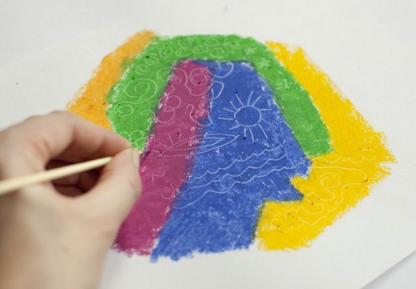 Интересные занятия с восковыми мелками