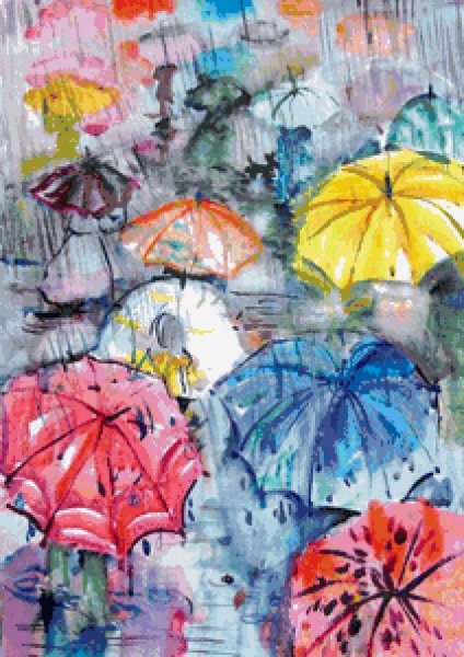 Разноцветные зонтики живопись