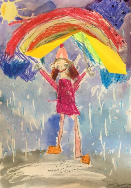 Разноцветный дождь рисование