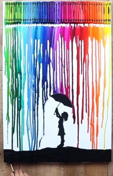 Рисование восковыми мелками осень