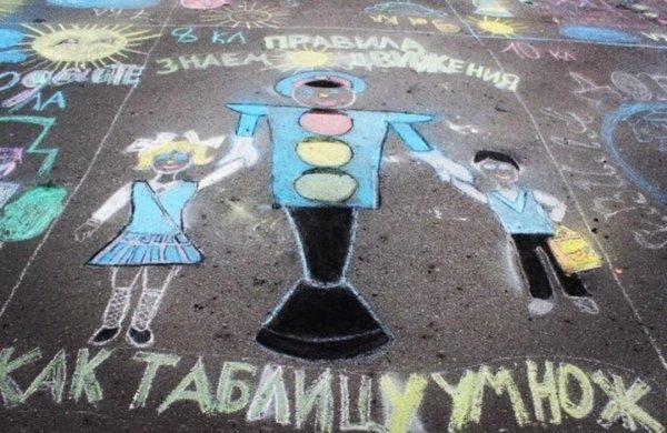 Рисование на асфальте по ПДД