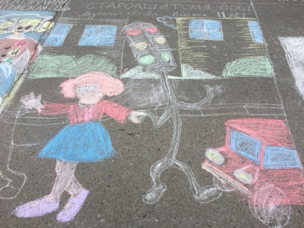 Дорога мелками на асфальте