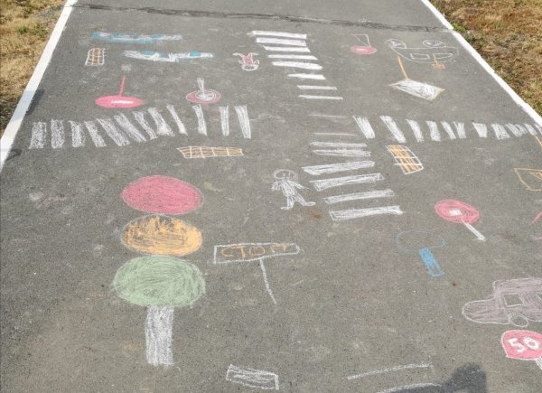 Рисунки на асфальте ПДД