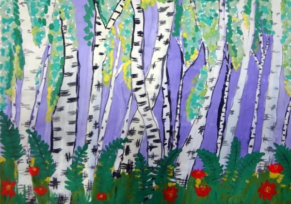 Рисование весенней Березки в подготовительной группе