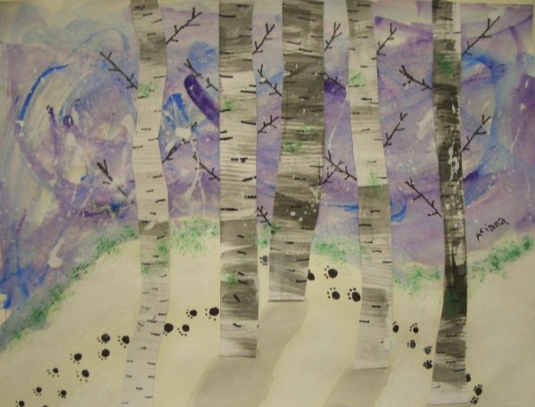 Рисование березы в средней группе