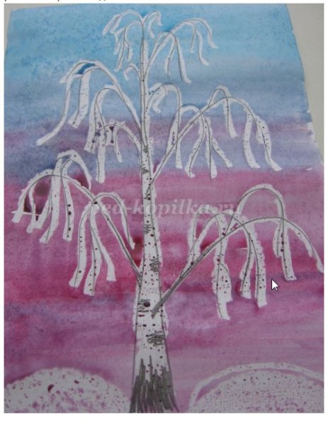 Рисование белая береза под моим окном в старшей группе Лыкова