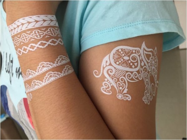 Белые флеш тату Henna Lace