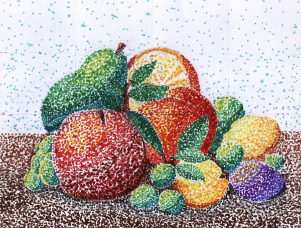 Пуантилизм техника рисования для детей натюрморт