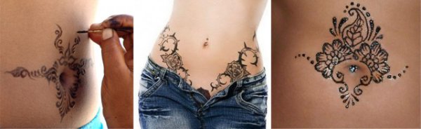 Тату хной в зоне бикини