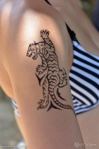 Тату хной волк