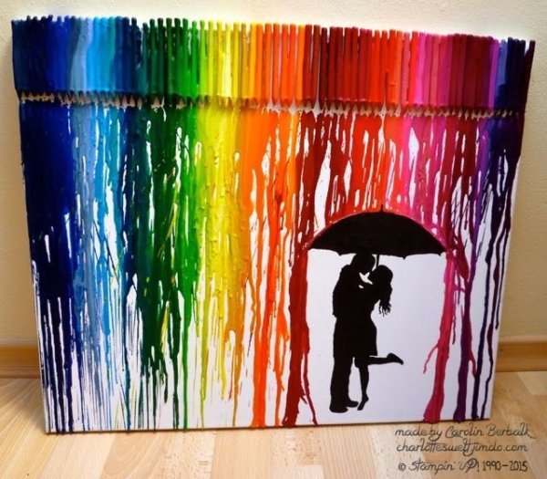 Картина восковыми мелками и феном