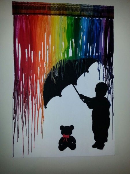 Восковые мелки и фен