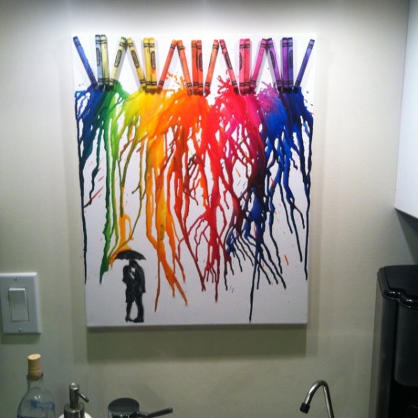 Восковые мелки и фен