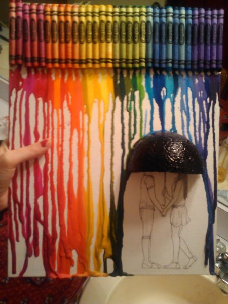 Картина восковыми мелками и феном