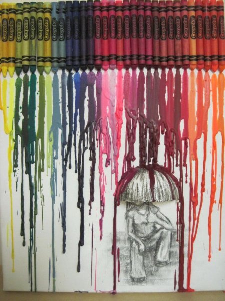 Восковые мелки и фен