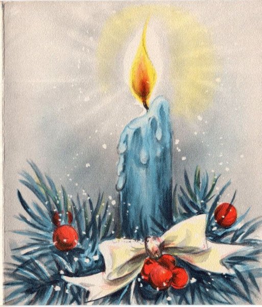 Рождественская свеча акварель