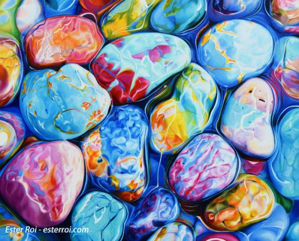 Рисование на камнях восковыми мелками