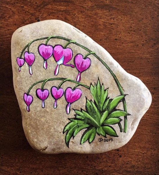 Рисование на камнях цветы
