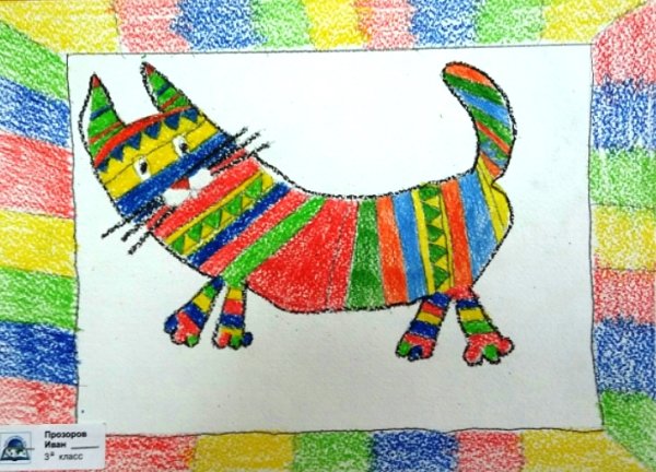 Рисунок собака восковыми мелками