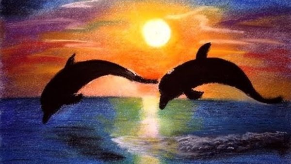 Батик дельфины