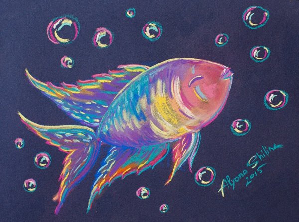 Подводный мир восковые мелки акварель