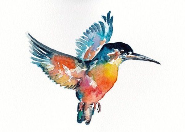 Акварельные птицы с флажки