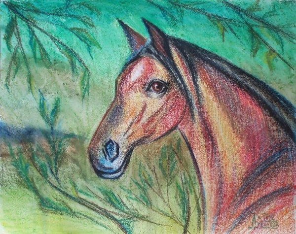 Животные восковыми мелками