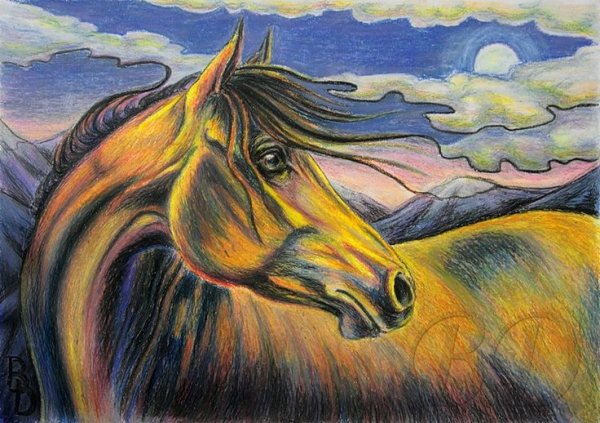 Лошадь пастелью для начинающих
