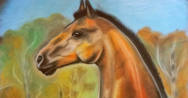 Лошадь пастелью сухой