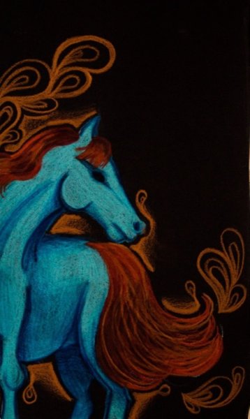 Рисунки масляной пастелью на черной бумаге