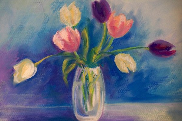 Цветы нарисованные пастелью