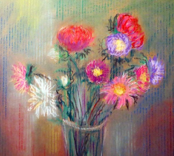 Астры пастелью сухой