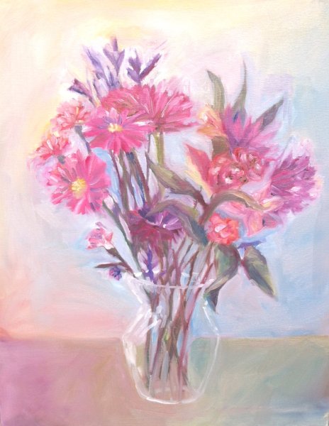 Ваза с цветами пастелью