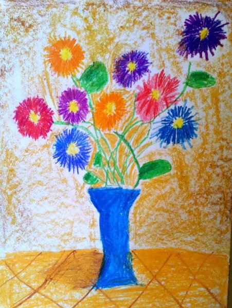 Букет цветов красками для детей