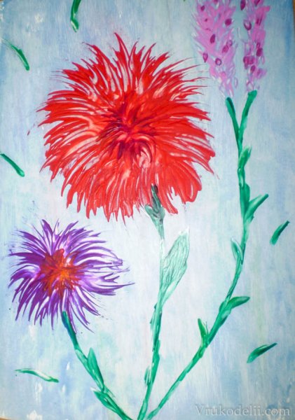 Рисование астры красками