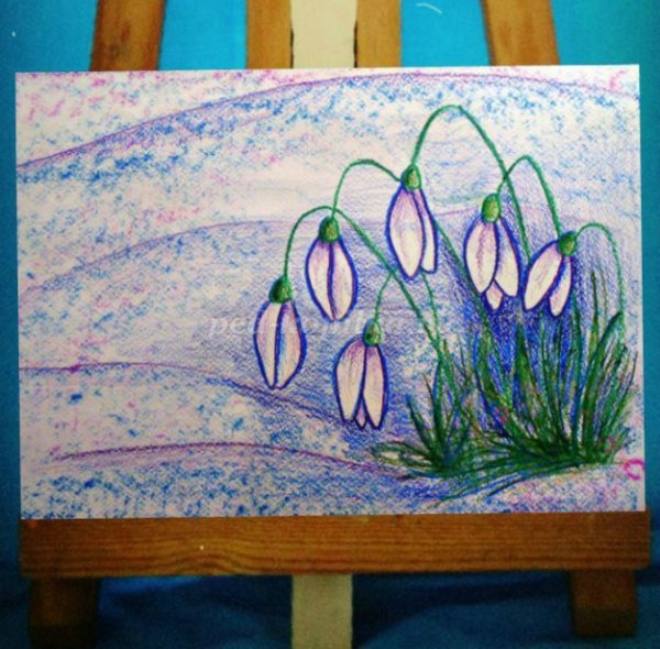 Рисование восковыми мелками Весна