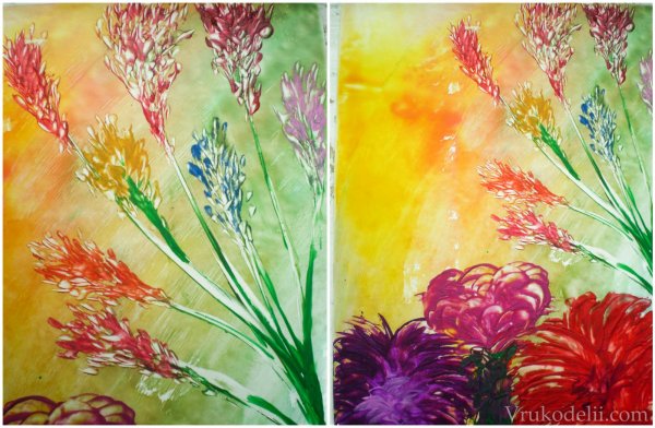 Акварель и восковые мелки техника