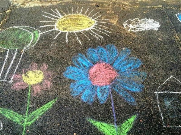 Рисунки на асфальте мелками