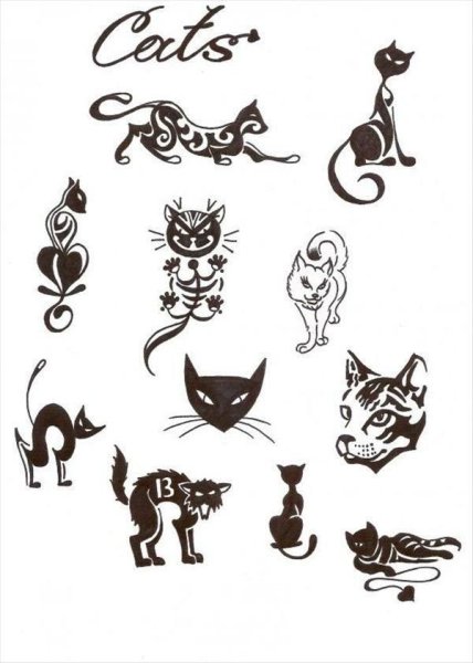 Тату кошка эскизы для девушек